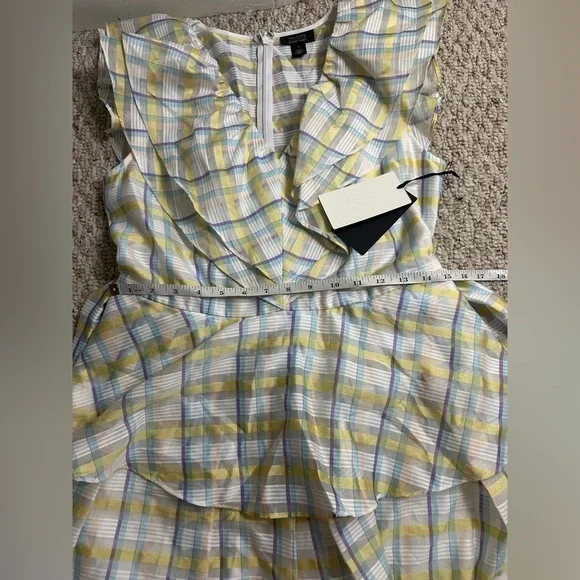 Halogen Atlantic Pacific Women's NWT Prairiecore Plaid Ruffle Midi Dress Small - Picture 5 of 8